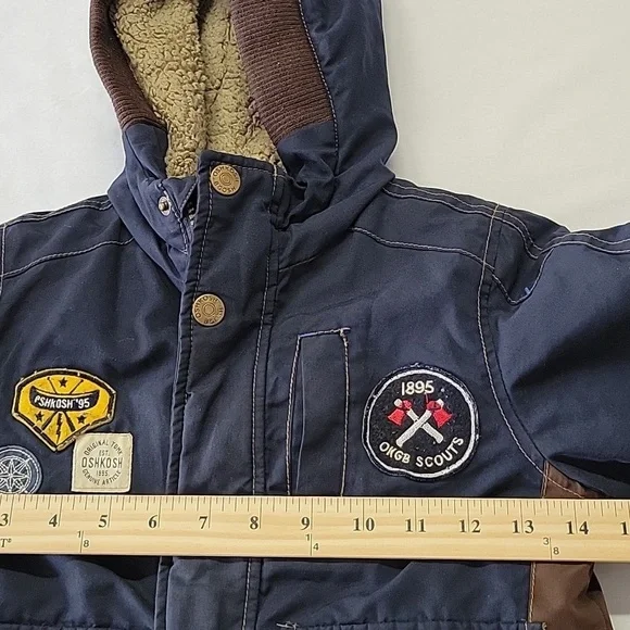 Oshkosh B’gosh Navy Blue Hooded Jacket Winter Coat Full Zip Kids Boys 3T - Picture 9 of 10